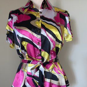 VIOLET & CLAIRE Multi-Color Short Sleeve Blouse